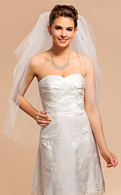 Four-tier Fingertip Wedding Veil With Cut Edge
