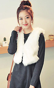 Mangas colarinho Faux Fur Vest Casual / Festa