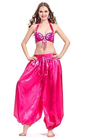 dancewear Satin mit Fransen und Pailletten Bauchtanz Leistung oben und unten für Damen mehr Farben