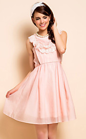 Encaje TS bordes de organza vestido sin mangas