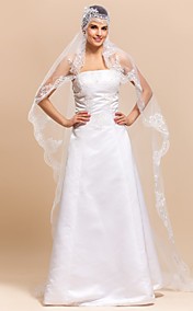 Elégant 1 couche chapelle Voiles de mariage avec des finitions / dentelle Applique bord