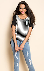 TS rayas blusa asimétrica Hem