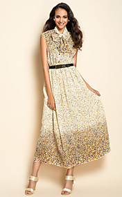 TS Polka Dots Bow Tie Belt Midi Dress