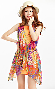 TS Print Sleeveless Chain Belt Dress