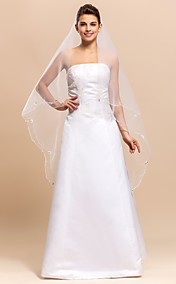Elegant 1 Layer Waltz Wedding Veils With Pencil Edge