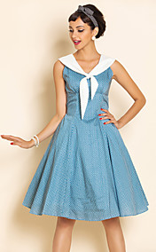 TS VINTAGE Print Lapel Collar Swing Dress