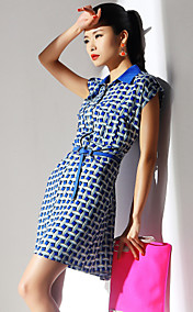 TS Chiffon Shirt Collar Sheath Dress
