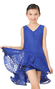 Viscosa dancewear con el cordón del vestido de baile latino para los niños (más colores)