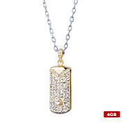  4GB Crystal Diamond Style USB Flash Drive Necklace (Gold)