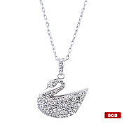  8GB Crystal Swan Shaped USB Flash Drive Necklace (Silver)