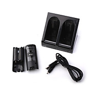  Dual USB oplader / station / dock + accu pack voor Wii-afstandsbediening (zwart)