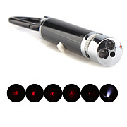  5 in 1 1mw 650nm Projective Red Laser Pointer with 2*LED and Keychain Black