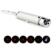  5 in 1 1mw 650nm Red Laser Pointer with 2 LED and Keychain (Silver)