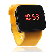  Silicone Band Women Men Unisex Jelly Sport Style Square Mirror LED Wrist Watch - Yellow
