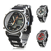  Men's Silicone Dual Movements Wrist Watch with Diamond (Assorted Colors)