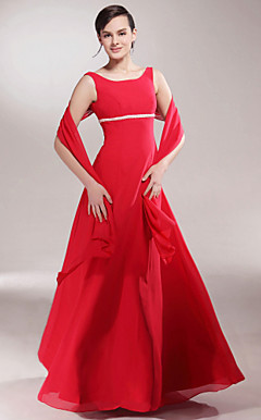 A-line Scoop Floor-length Chiffon Mother of the Bride Dress With A Wrap
