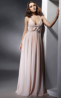 Sheath/Column V-neck Floor-length Chiffon Evening Dress inspired by Elisabetta Canalis at Golden Globe