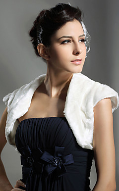 Short Sleeves Faux Fur Bridal Wedding Jacket/ Wrap