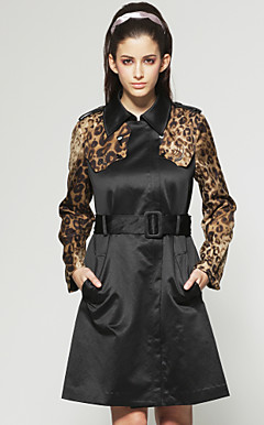 Leopard Long Sleeves Lapel With Belt Trench Coat / Women's Outerwears (FF-H-CA2013004)