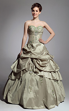 baljurk geliefde vloer-lengte taffeta prom / avondjurk