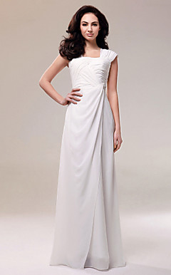 Chiffon Sheath/ Column Square Neckline Floor-length Evening Dress