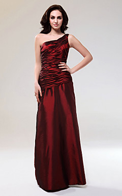 Sheath/Column One Shoulder Floor-length Taffeta Evening Dress