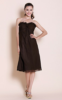 Sheath/Column Sweetheart Knee-length Chiffon Bridesmaid Dress