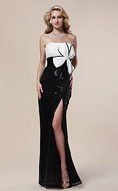 Sheath/ Column Strapless Floor-length Sequined Chiffon Evening Dress