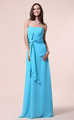 A-line Strapless Sweetheart Floor-length Chiffon Bridesmaid Dress