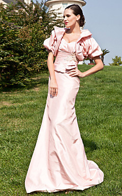 Trumpet/Mermaid Sweetheart Straps Sweep/Brush Train Taffeta Mother of the Bride Dress With A Wrap