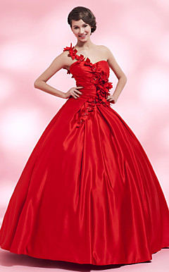 Ball Gown One Shoulder Floor-length Satin Evening Dress