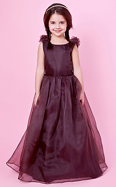 A-line Jewel Neck Organza And Satin Flower Girl Dress With Bow