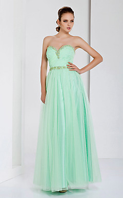 Sheath/Column Sweetheart Floor-length Tulle Evening Dress