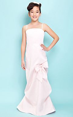 A-line Spaghetti Straps Floor-length Satin Junior Bridesmaid Dress