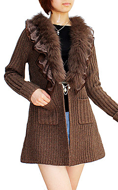 Long Sleeve Cashmere Knit Coat With Pockets