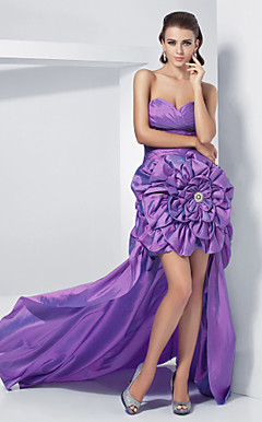 Ball Gown Sweetheart Asymmetrical Taffeta Evening Dress With Sweep/Brush Train