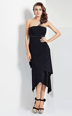 Sheath/Column One Shoulder Asymmetrical Jersey Evening Dress