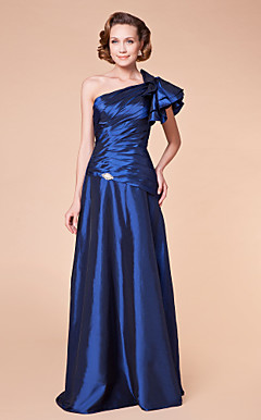 A-line One Shoulder Floor-length Taffeta Mother of the Bride Dress