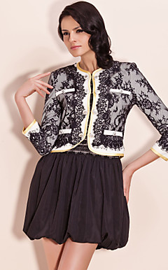 ts contrasterende kleur kantwerk korte blazer