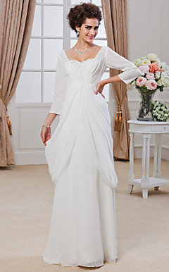 Sheath/ Column Sweetheart Floor-length Chiffon Wedding Dress