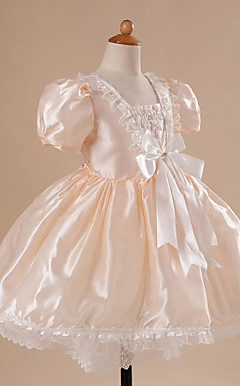Ball Gown Scoop Floor-length Satin Flower Girl Dress