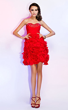 A-line Sweetheart Short/Mini Chiffon Cocktail Dress