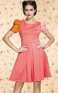 ts vintage kontrast ruffle kjole