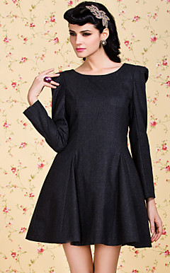 ts vintage sløyfe tilbake tweed swing kjole