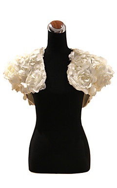 pizzo di lusso con fiori di raso manica corta nozze involucro / giacca occasione speciale