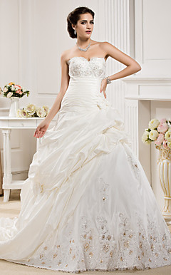 Ball Gown Sweetheart Corte dei treni Taffetà abito da sposa