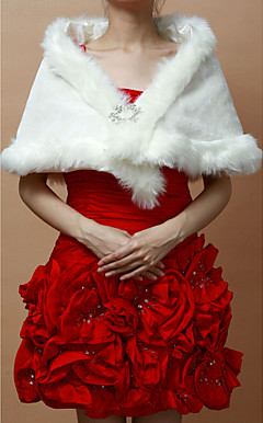 Nice Faux Fur Wedding/Evening Wraps/Shawls With Flower Pin