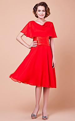 A-line Cowl Knee-length Chiffon Mother Of The Bride Dress