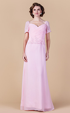 Sheath/Column V-neck Floor-length Chiffon Mother of the Bride Dress