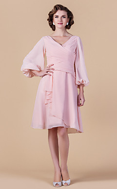A-line V-neck Knee-length Chiffon Mother of the Bride Dress
